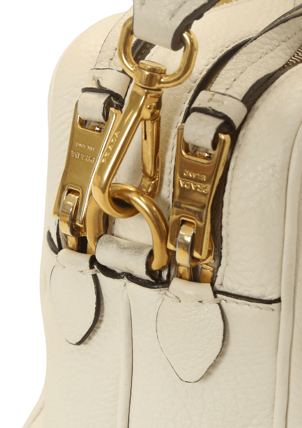 Bolsa Prada Vitello Phenix Double Zip Camera Bag Branca Original