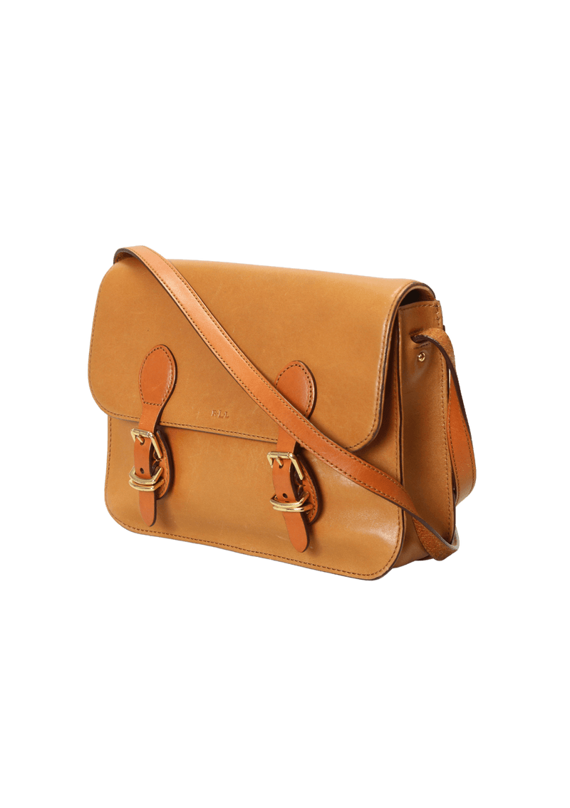 Bolsa Ralph Lauren Leather Messenger Bag Marrom Original Gringa