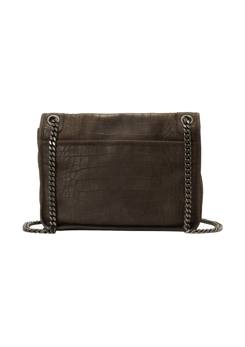 CROCODILE EMBOSSED NUBUCK MEDIUM NIKI BAG