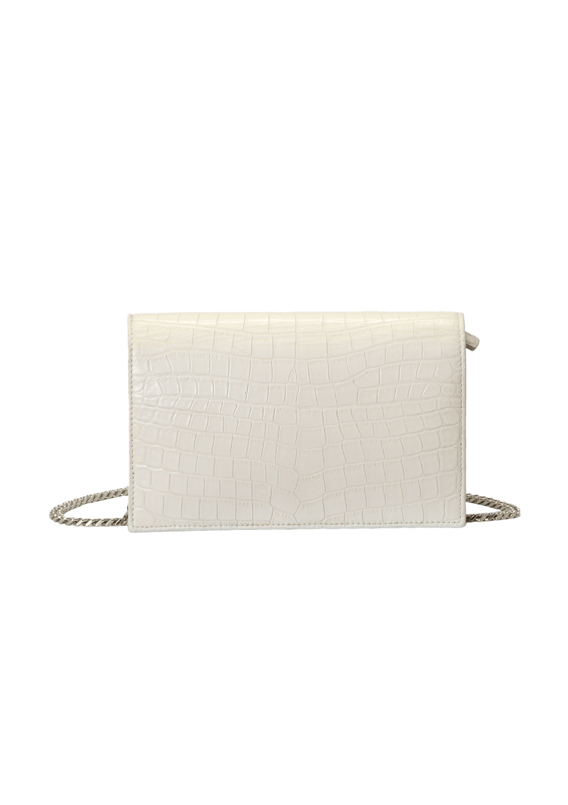 KATE TASSEL CHAIN WALLET CROCODILE EMBOSSED