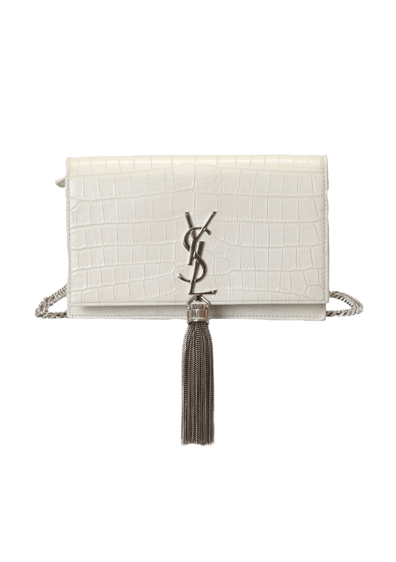 KATE TASSEL CHAIN WALLET CROCODILE EMBOSSED