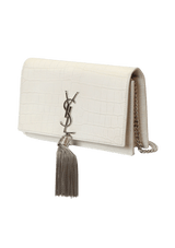 KATE TASSEL CHAIN WALLET CROCODILE EMBOSSED