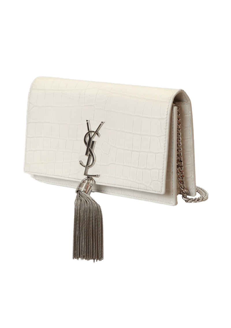 KATE TASSEL CHAIN WALLET CROCODILE EMBOSSED