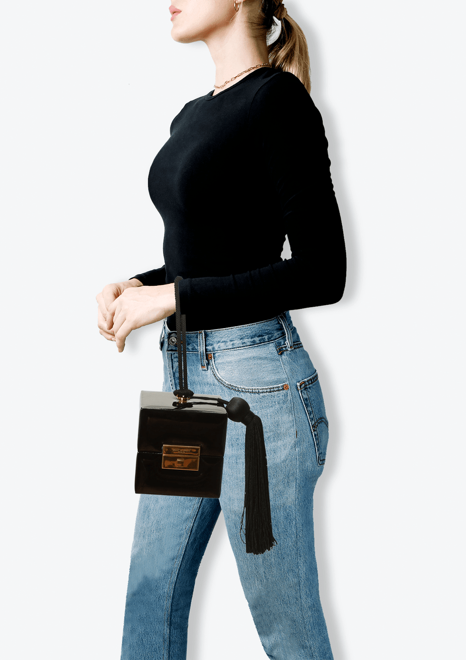 バッグ SAINT LAURENT CUBE Bolsa Saint Laurent Patent Leather Box Cube Bag Preta Original