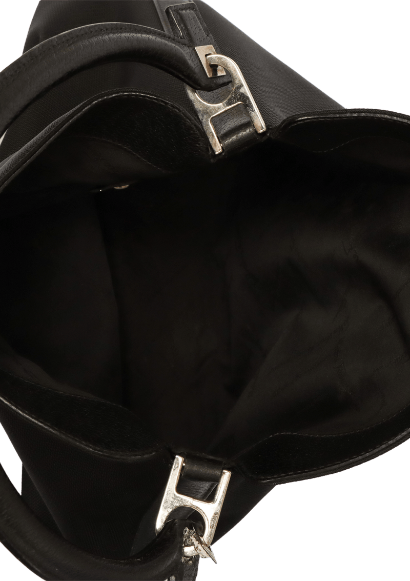 LEATHER-TRIMMED HOBO BAG