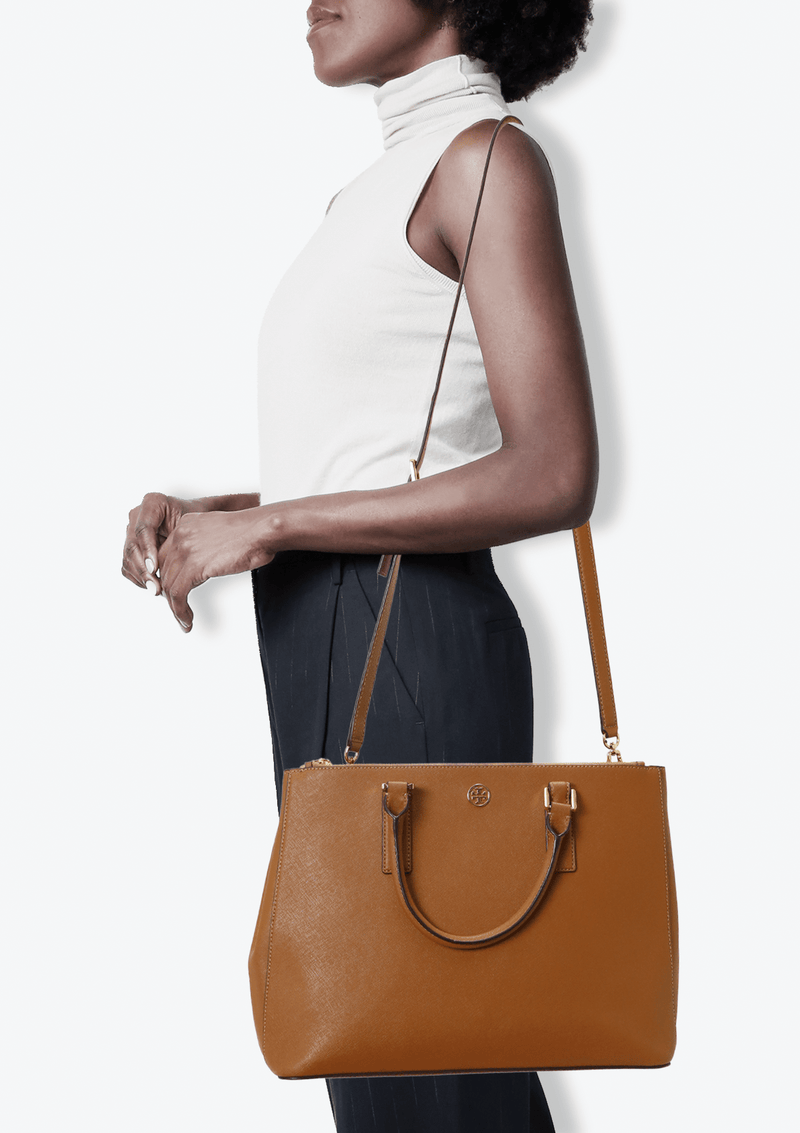 Bolsa Tory Burch Saffiano Tote Caramelo Original Gringa