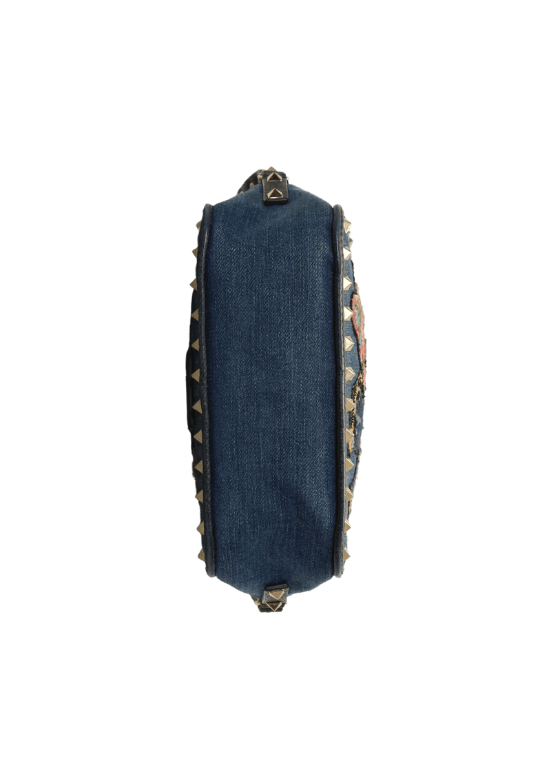 DENIM ROCKSTUD CAMERA BAG