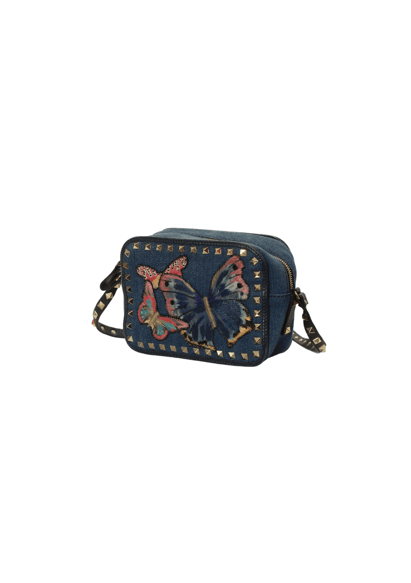 DENIM ROCKSTUD CAMERA BAG