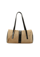 LEATHER TRIMMED SHOULDER BAG