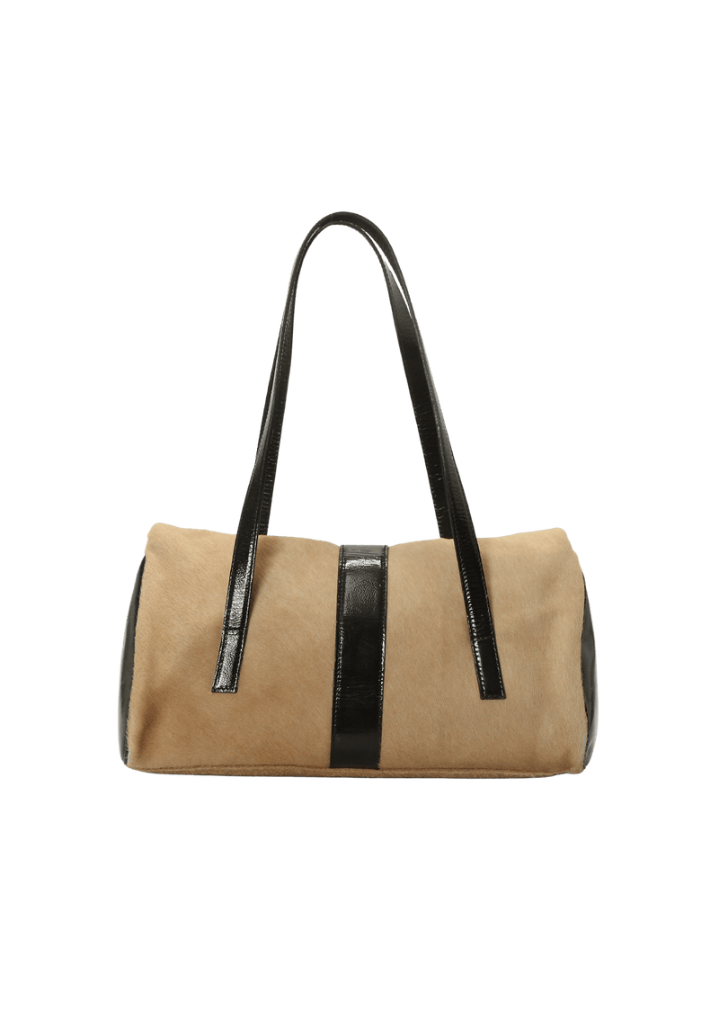 LEATHER TRIMMED SHOULDER BAG