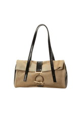 LEATHER TRIMMED SHOULDER BAG