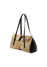 LEATHER TRIMMED SHOULDER BAG