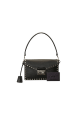 SAFFIANO STUDDED FLAP BAG