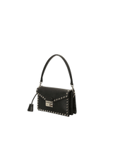 SAFFIANO STUDDED FLAP BAG