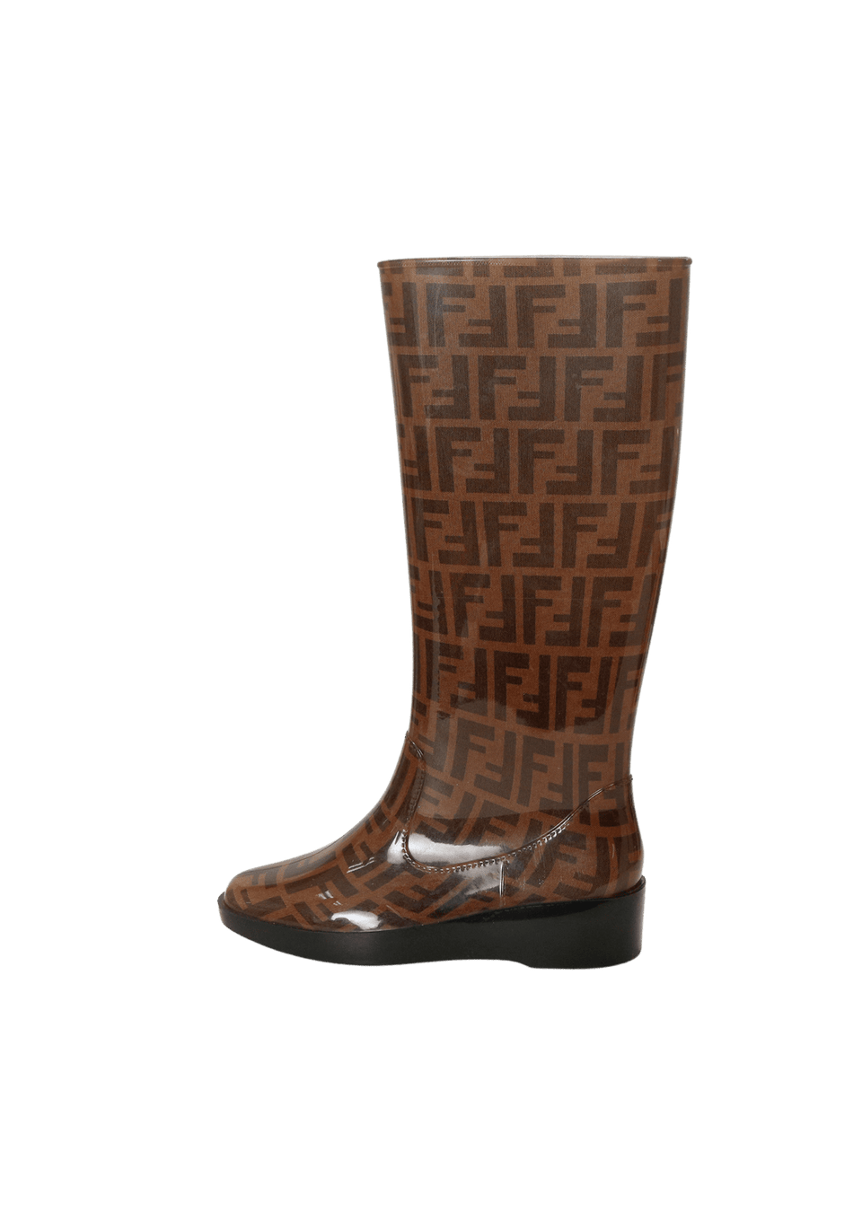 Bota Fendi Zucca FF Logo Rubber Boots 36 Marrom Original – Gringa