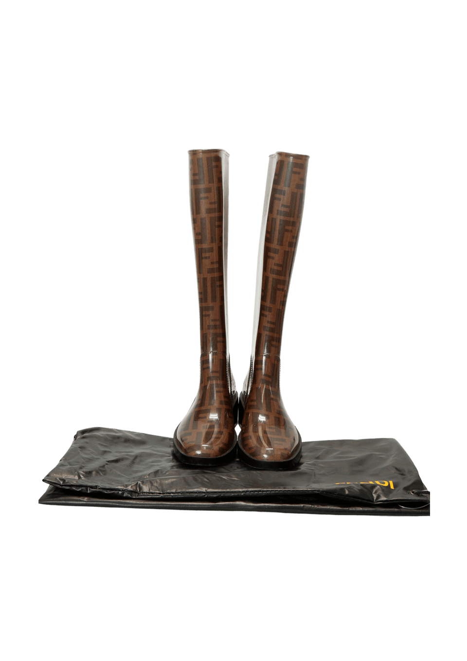 fu-ya GALOCHA FENDI ZUCCA FF LOGO RUBBER BOOTS MARROM 34 ORIGINAL – Gringa