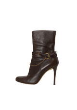 LEATHER CHAIN-LINK BOOTS 36