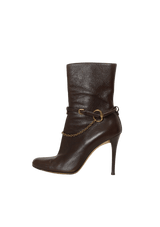 LEATHER CHAIN-LINK BOOTS 36