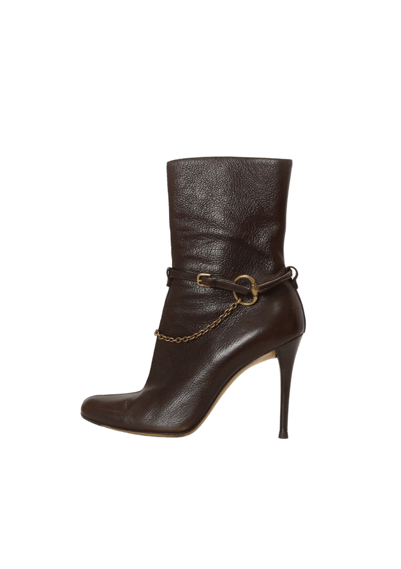 LEATHER CHAIN-LINK BOOTS 36