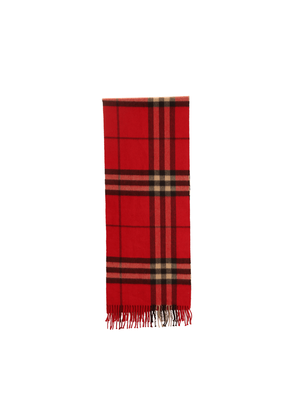CASHMERE VINTAGE CHECK FRINGE SCARF