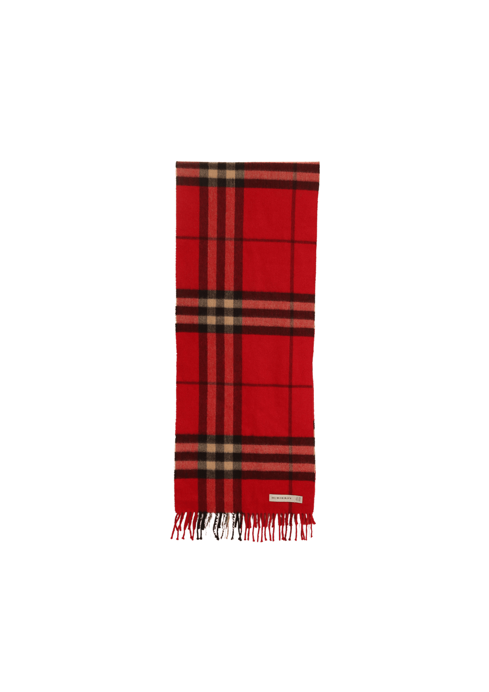CACHECOL BURBERRY CASHMERE VINTAGE CHECK FRINGE SCARF VERMELHO