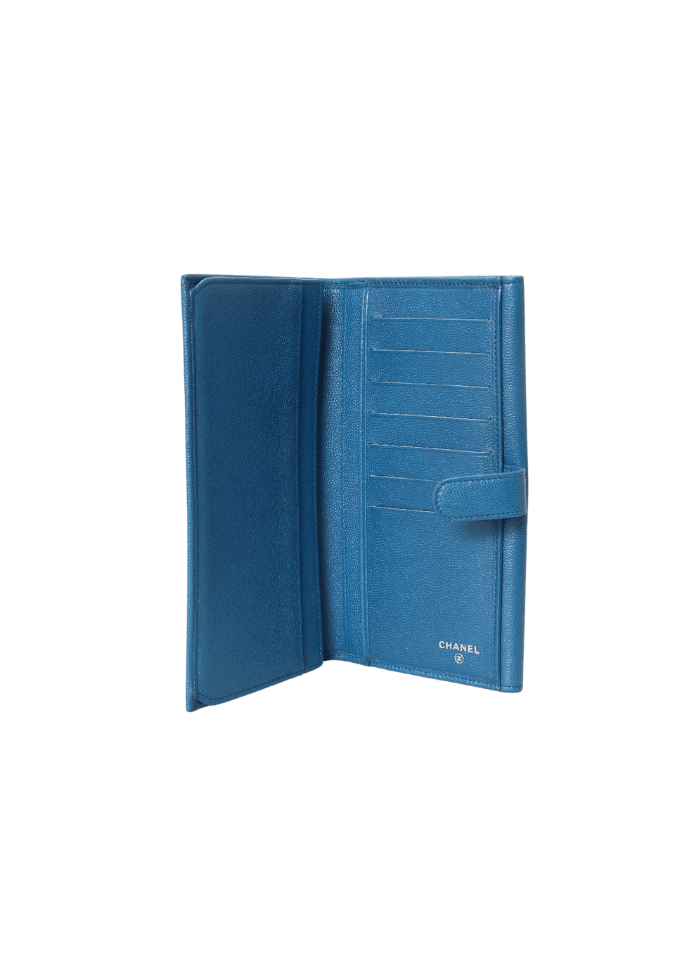 CARTEIRA CHANEL INTERLOCKING CC LOGO WALLET AZUL ORIGINAL – Gringa
