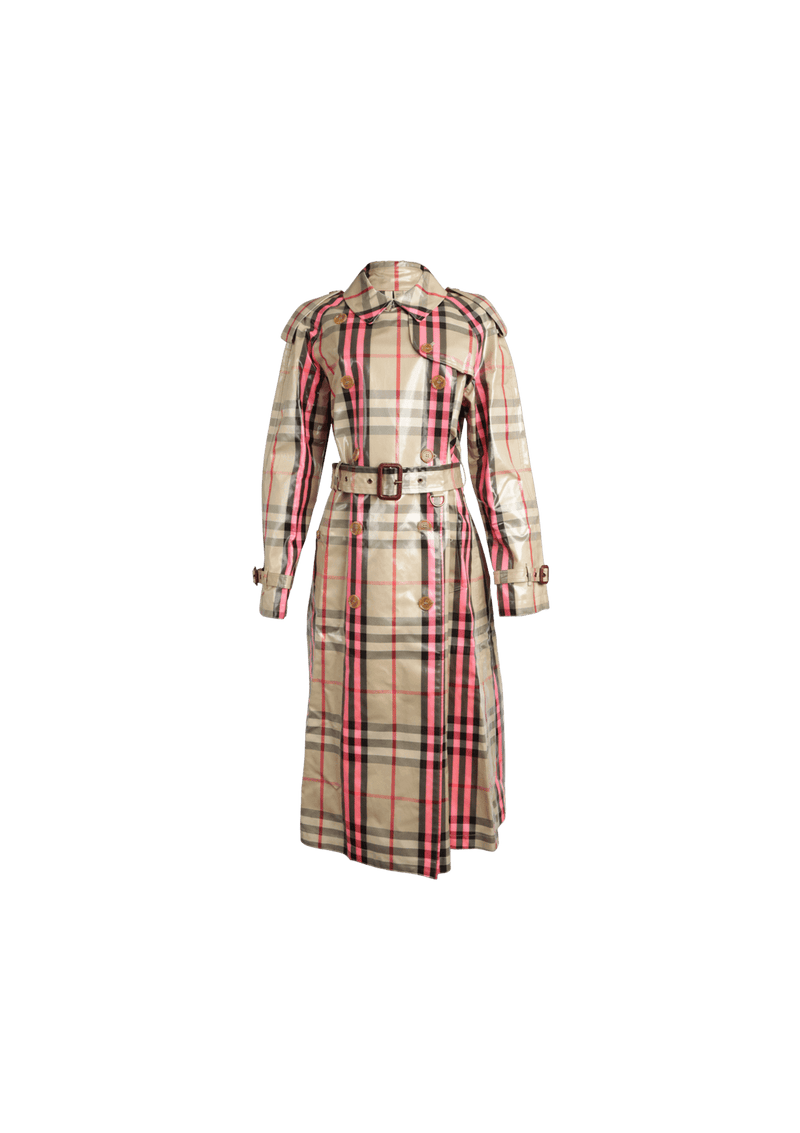 Burberry laminated check trench coat sale