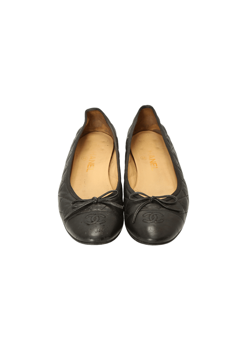 CC CAP-TOE LEATHER BALLET FLATS 38