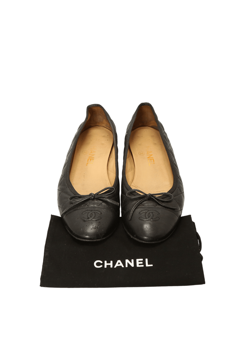 CC CAP-TOE LEATHER BALLET FLATS 38