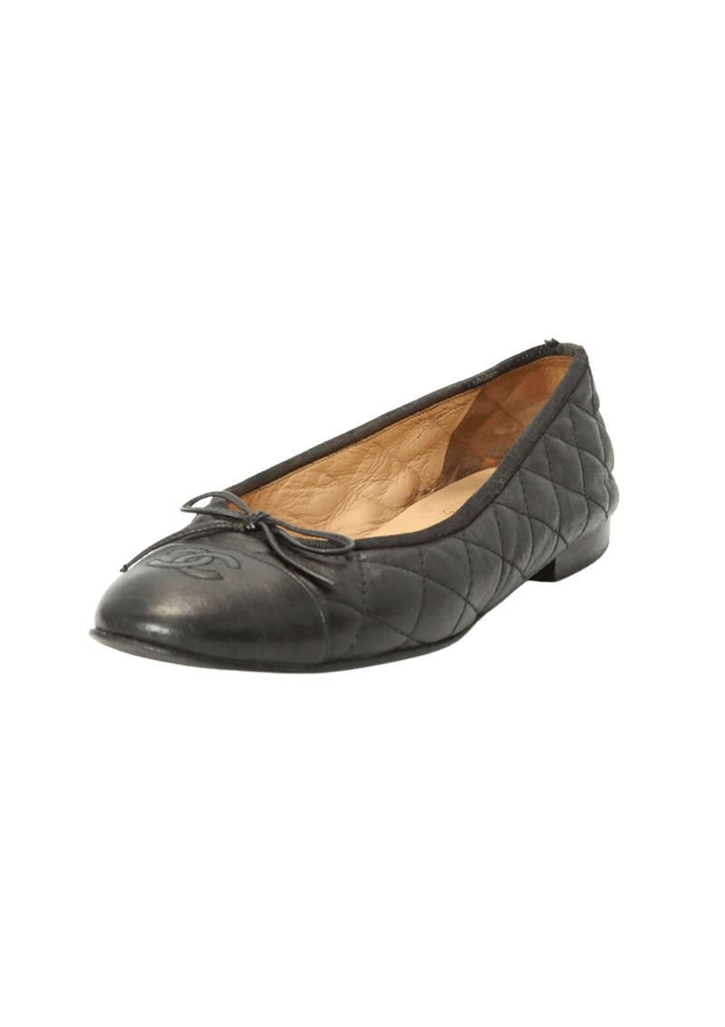 CC CAP-TOE LEATHER BALLET FLATS 38