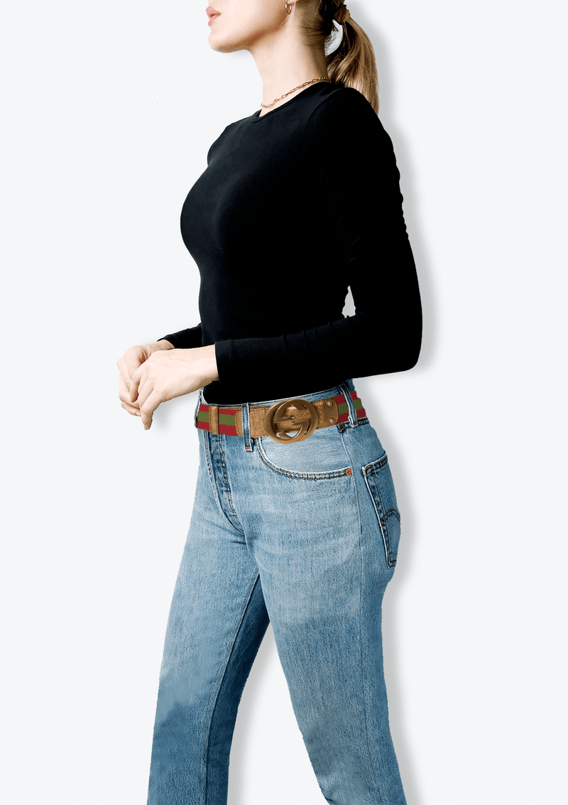 CINTO GUCCI GG MARMONT WEB BELT BICOLOR Gringa