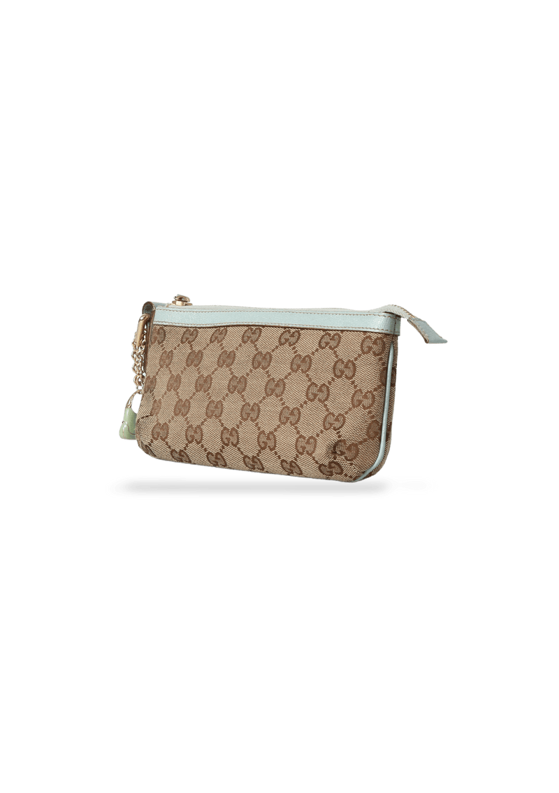 Gucci Clutch Bag GG Canvas Wristlet Pochette White