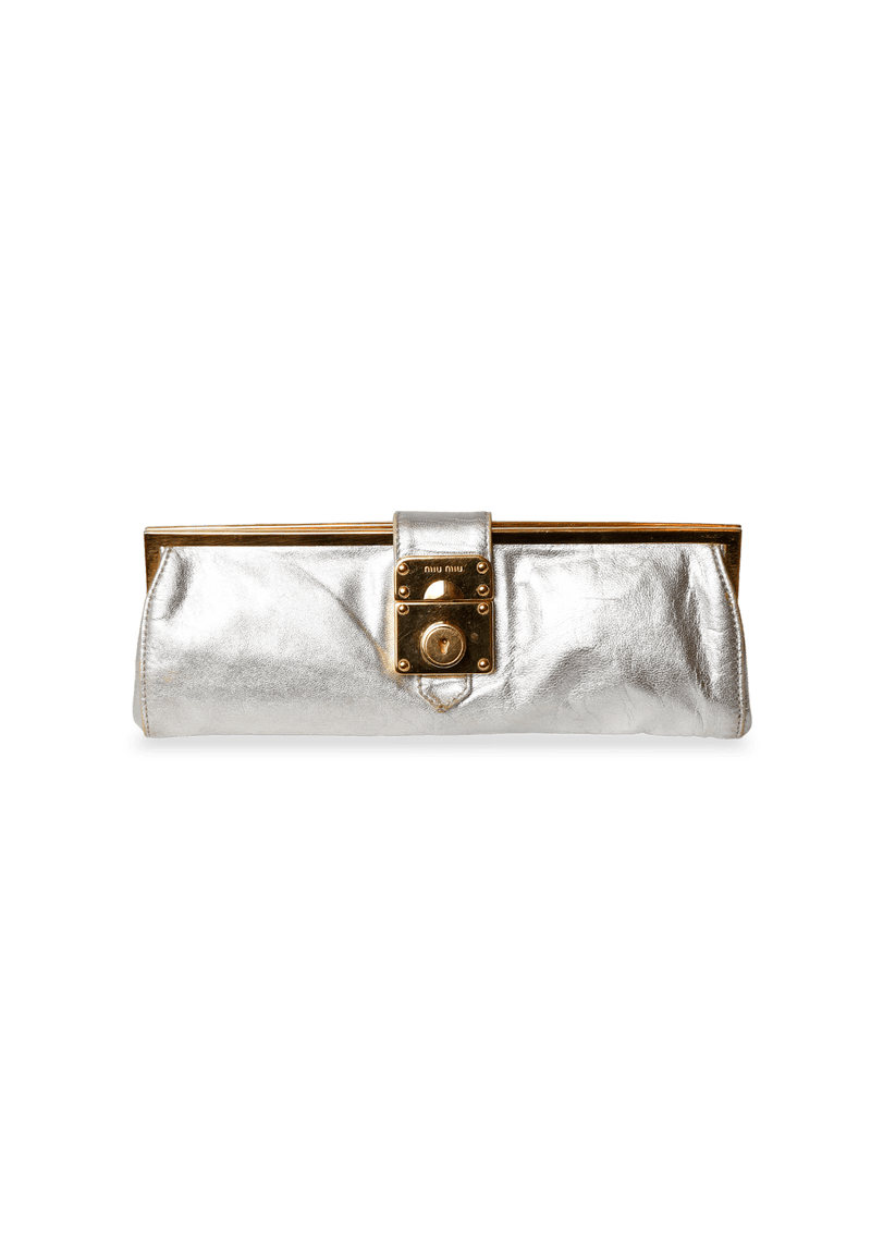 SILVER MADRAS CLUTCH