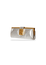 SILVER MADRAS CLUTCH