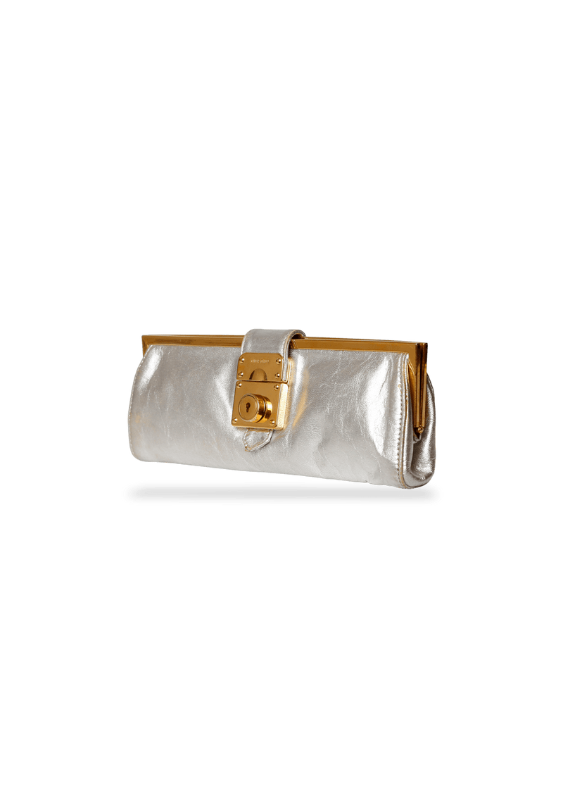 SILVER MADRAS CLUTCH