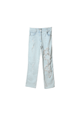 FAUX PEARL EMBROIDERED STRAIGHT LEG DENIM 36
