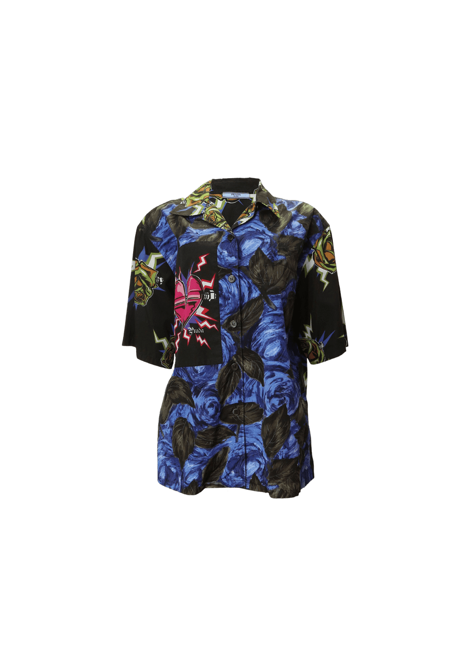 Camisa Prada Frankenstein Rose Shirt 38 Azul Original – Gringa