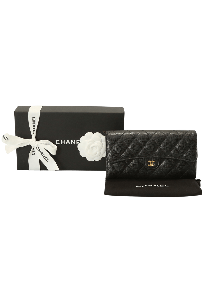 Carteira Chanel CC Gusset Flap Wallet Preta Original Gringa