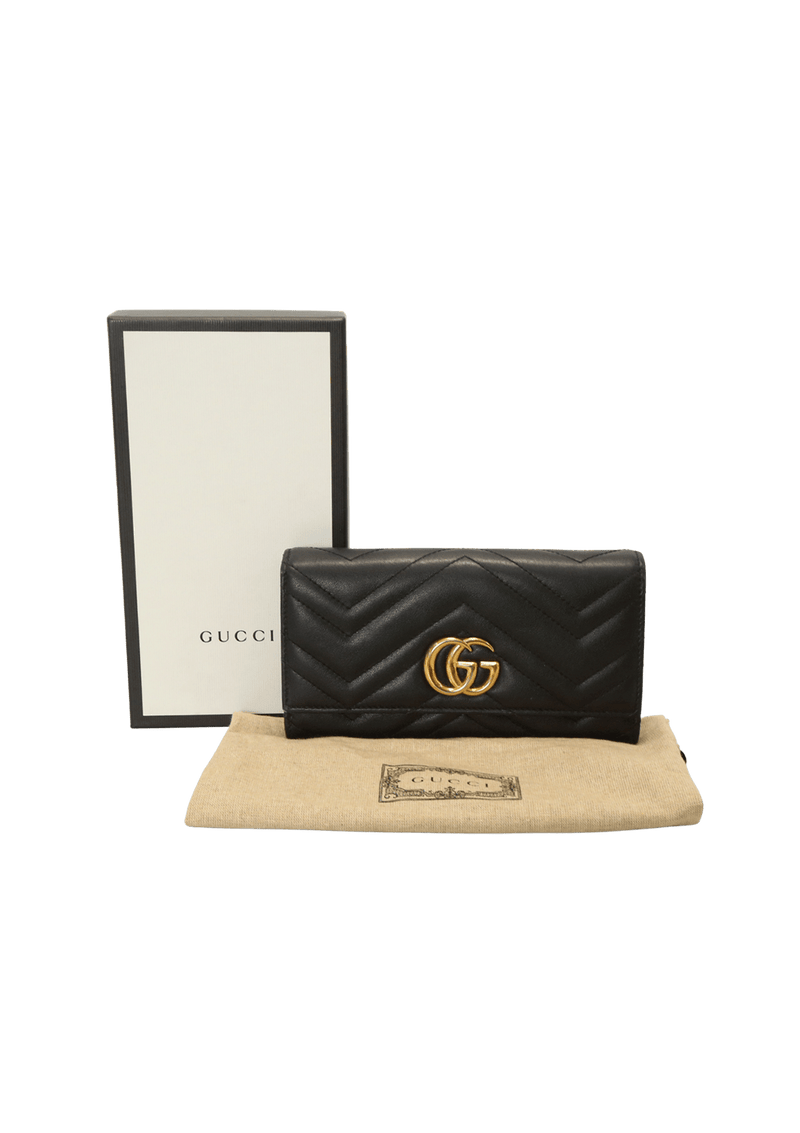 Carteira Gucci GG Marmont Continental Wallet Preta Original Gringa