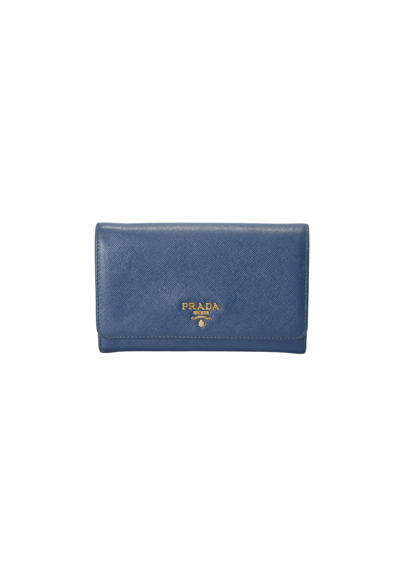 SAFFIANO AZURRO METAL WALLET