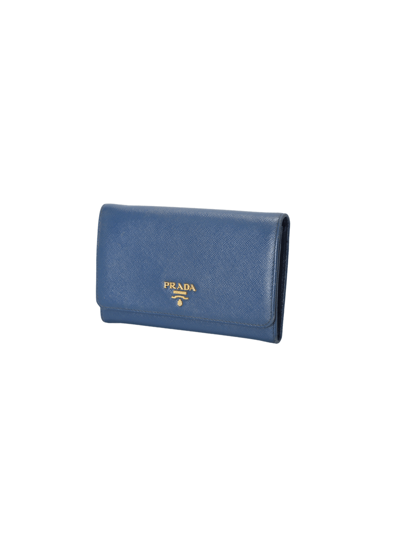 SAFFIANO AZURRO METAL WALLET