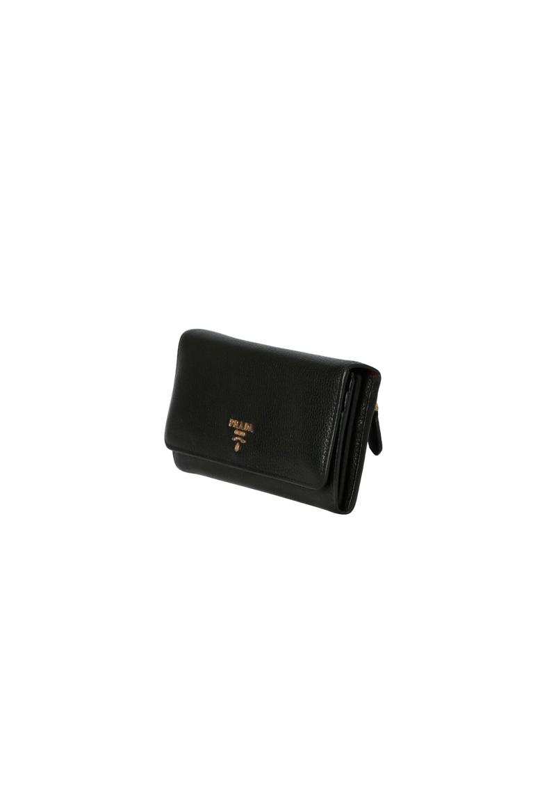 VITELLO GRAIN CONTINENTAL FLAP WALLET