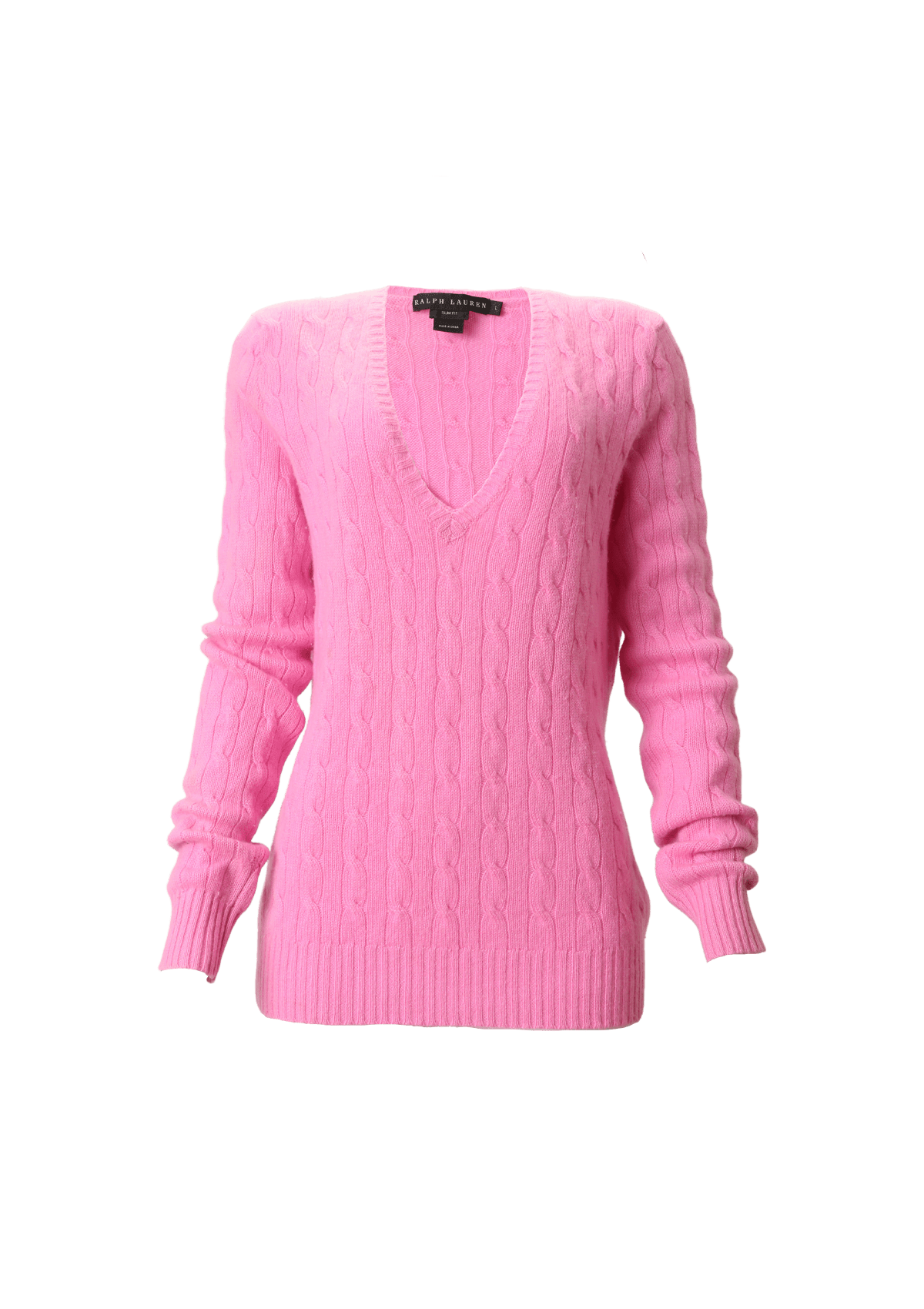 Casaco Ralph Lauren V Neck Cashmere G Rosa Original – Gringa