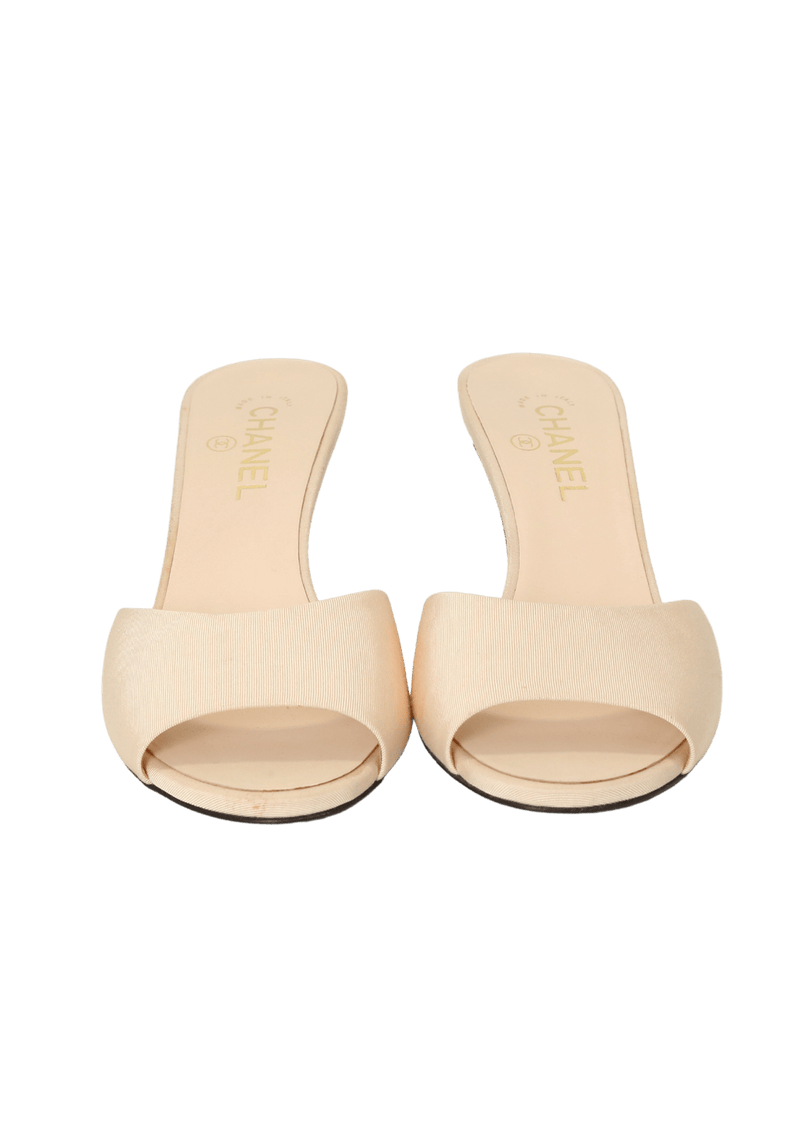 CC PEEP-TOE SATIN MULES 38