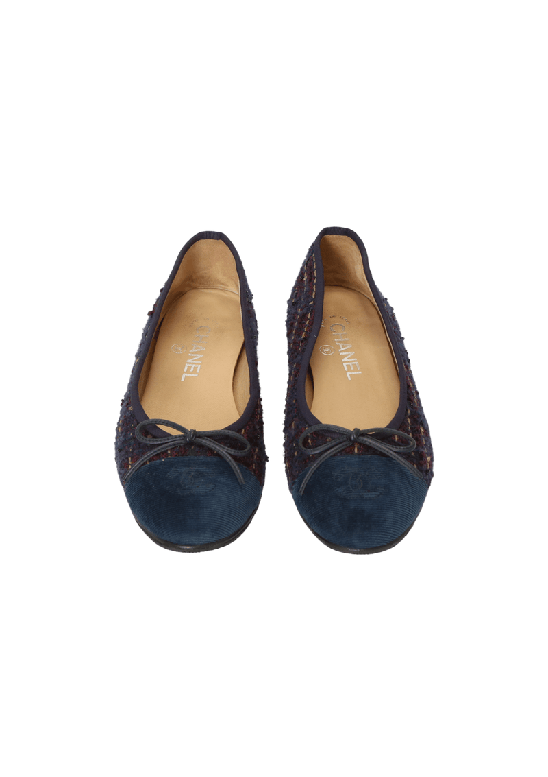 TWEED CC LOGO BALLET FLATS 37