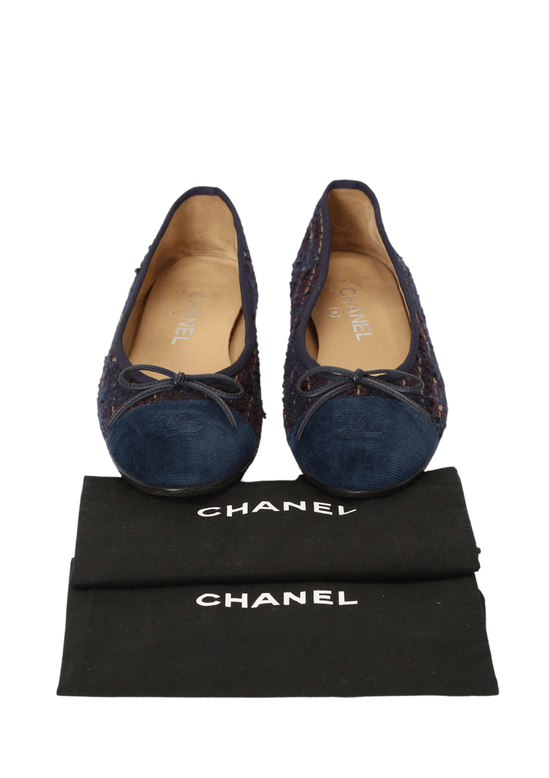 TWEED CC LOGO BALLET FLATS 37