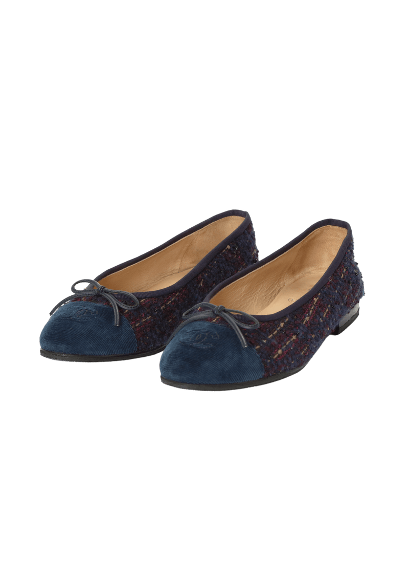 TWEED CC LOGO BALLET FLATS 37