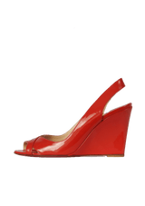 PATENT LEATHER SLINGBACK PUMPS 38