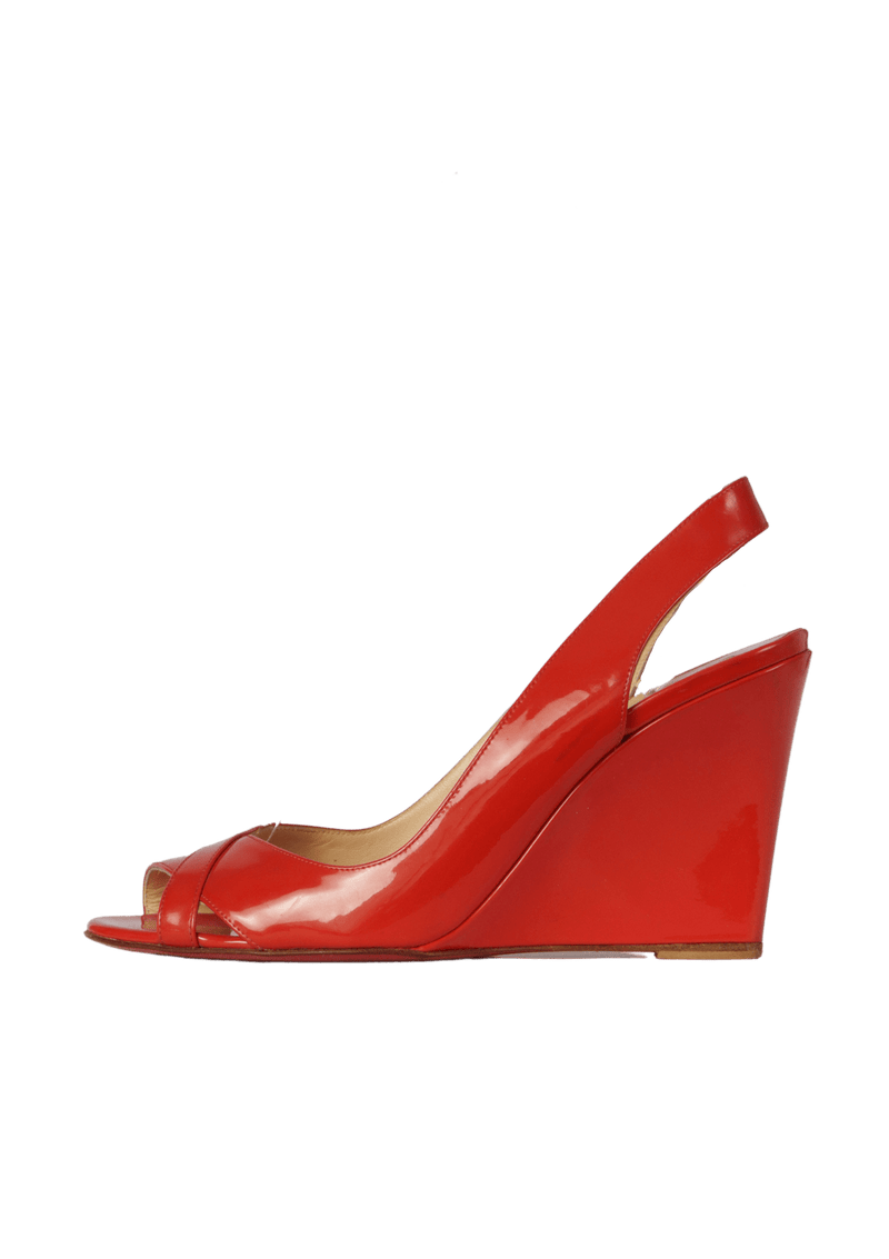 PATENT LEATHER SLINGBACK PUMPS 38