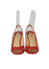 PATENT LEATHER SLINGBACK PUMPS 38